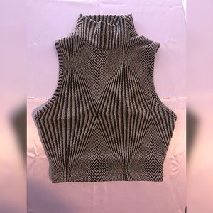 Mock Neck Crop Top with Criss Cross Back Detailing